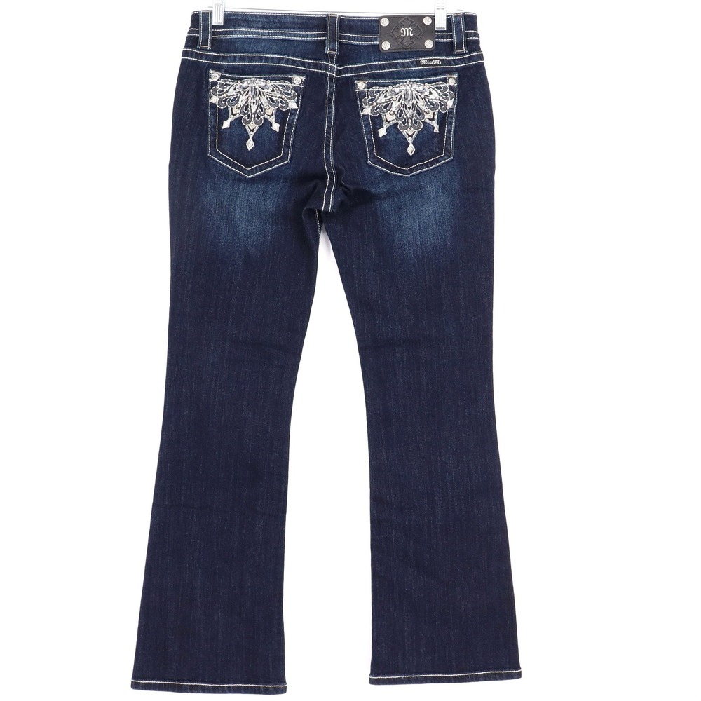 Miss Me Signature Boot Womens 33 Dark Wash Embellished Bootcut Jeans JP9000B NEW - Picture 2 of 9
